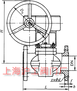 美標卡套式軟密封旋塞閥主要外形及結構尺寸示意圖